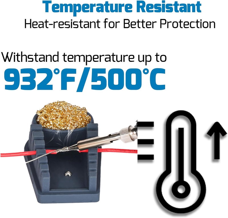WeP S200 Gray Soldering Wire Holder, Heat Resistant Silicone Stand with Brass Wool Tip Cleaner and 6 V-shaped grooves, Helping Hands for Soldering - Image 2